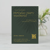 手モダンミニマル掌 |誕生日週末 箔招待状 (立ち正面)