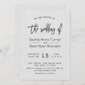 手モダンミニマル文字結婚の 招待状 (正面/裏面)