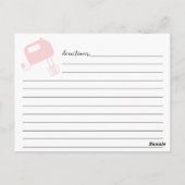 手モダンレタピンクウィスクレシピカード ポストカード (裏面)