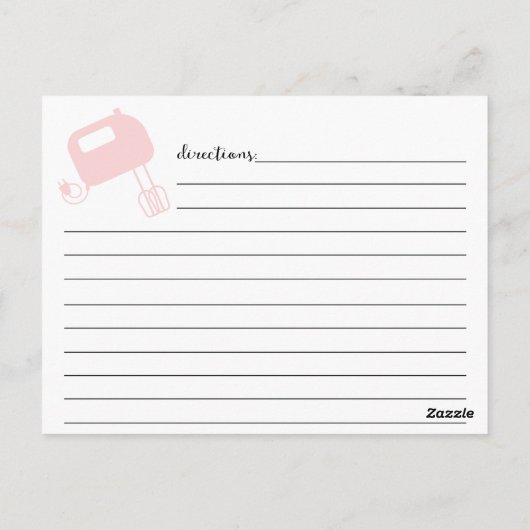 手モダンレタピンクウィスクレシピカード ポストカード (裏面)