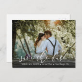 手モダンレタリング写真の保存日付 ポストカード (正面/裏面)