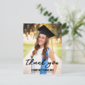 手モダンレタリング卒業写真ありがとう ポストカード (スタンド正面)