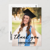 手モダンレタリング卒業写真ありがとう ポストカード (正面/裏面)