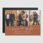 手モダンレタリング日付を保存テラコッタ (正面/裏面)