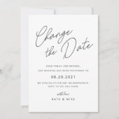 手モダンレタリング結婚の日付の変更 招待状 (正面)