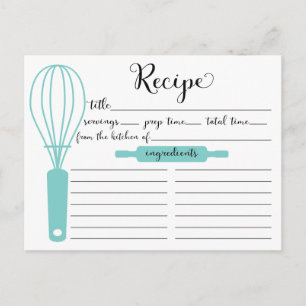 手モダンレターブルーウィスクレシピカード ポストカード