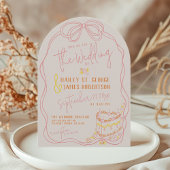 手モダン予測できな引き弓ピンク結婚色の夕日 招待状