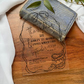 手モダン予測できな引き弓ブラック結婚レトロ アクリル招待状