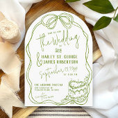 手モダン予測できな引き弓GREEN結婚 retro's 招待状