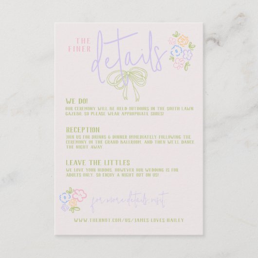 手モダン予測できな引き弓PASTEL結婚の詳細 エンクロージャーカード (正面)