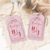 手モダン予測できな引き弓PINK & RED 結婚's ギフトタグ