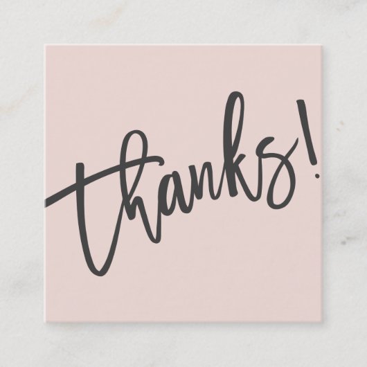 手モダン入り感謝していトレンディー赤面ピンクブラック スクエア名刺 (正面)