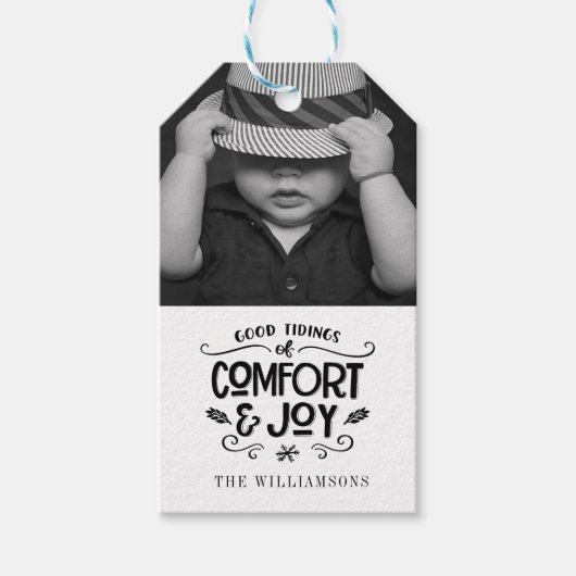 手モダン入り | 白黒写真シールG ギフトタグ (正面)