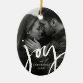 手モダン入力ジョイフォトホリデー セラミックオーナメント (正面)