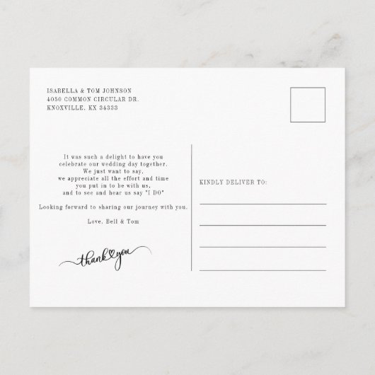 手モダン入力スクリプト写真ありがとう ポストカード (裏面)