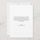 手モダン入力スクリプト赤ちゃんシャワー写真 サンキューカード (裏面)