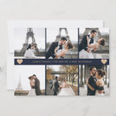 手モダン入力フォトコラージュNavy Blue サンキューカード (正面)