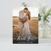 手モダン入力結婚写真サンキューカード サンキューカード (スタンド正面)