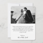 手モダン入力結婚写真サンキューカード サンキューカード (裏面)