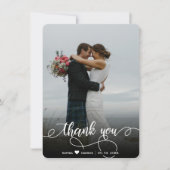 手モダン入力結婚写真サンキューカード サンキューカード (正面)