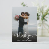 手モダン入力結婚写真サンキューカード サンキューカード (スタンド正面)