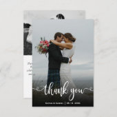 手モダン入力結婚写真サンキューカード サンキューカード (正面/裏面)