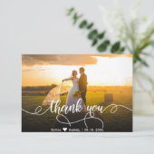 手モダン入力結婚写真サンキューカード サンキューカード (スタンド正面)