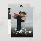 手モダン入力結婚写真サンキューカード サンキューカード (正面/裏面)