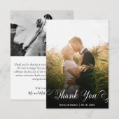 手モダン入力結婚写真サンキューカード サンキューカード (正面/裏面)