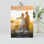 手モダン入力結婚写真サンキューカード サンキューカード (スタンド正面)