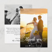 手モダン入力結婚写真サンキューカード サンキューカード (正面/裏面)