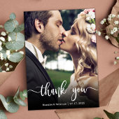手モダン入力結婚写真サンキューカード サンキューカード