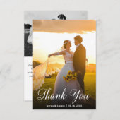 手モダン入力結婚写真サンキューカード サンキューカード (正面/裏面)