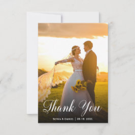 手モダン入力結婚写真サンキューカード サンキューカード