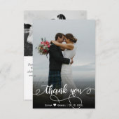 手モダン入力結婚写真サンキューカード サンキューカード (正面/裏面)