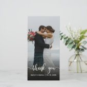 手モダン入力結婚写真サンキューカード サンキューカード (スタンド正面)