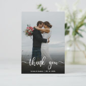 手モダン入力結婚写真サンキューカード サンキューカード (スタンド正面)