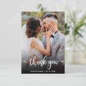 手モダン入力結婚写真サンキューカード サンキューカード (スタンド正面)