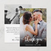 手モダン入力結婚写真サンキューカード サンキューカード (正面/裏面)