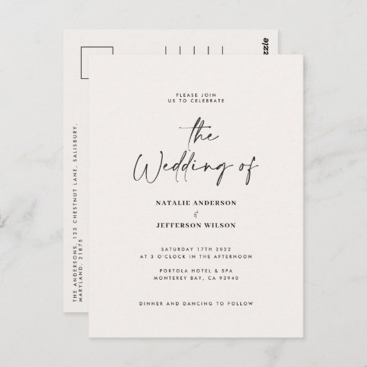 手モダン動の予算結婚 ポストカード (正面/裏面)