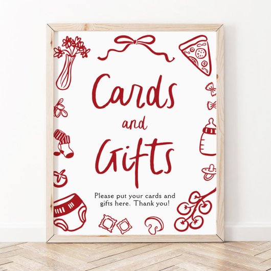 手モダン引きピザカーイタリアンドとギフト ポスター