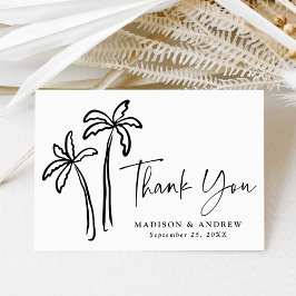 手モダン引きブラックパーム結婚ズ サンキューカード