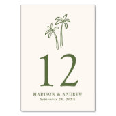 手モダン引きヤシの木のクリームズ結婚ーズ テーブルナンバー (正面)