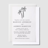 手モダン引きヤシ結婚の木 ベラム紙招待状 (オフセット)