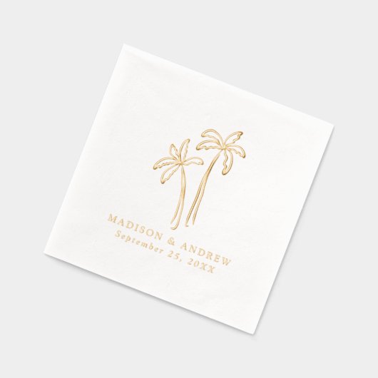 手モダン引きヤシ結婚の木 箔ナプキン (左)