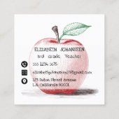 手モダン引きレッドアップル先生専用チューター スクエア名刺 (裏面)