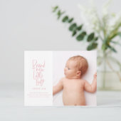 手モダン引き乳児の出産発表 シーズンポストカード (スタンド正面)