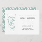 手モダン引き女の子の赤ちゃんシャワー招待状 案内状 (正面/裏面)