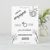 手モダン引き婚約パーティ招待状 招待状 (スタンド正面)