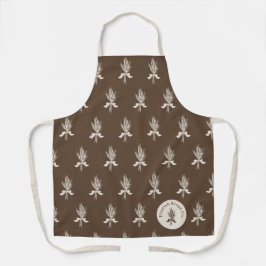手モダン引き小麦模様ベーカリー エプロン